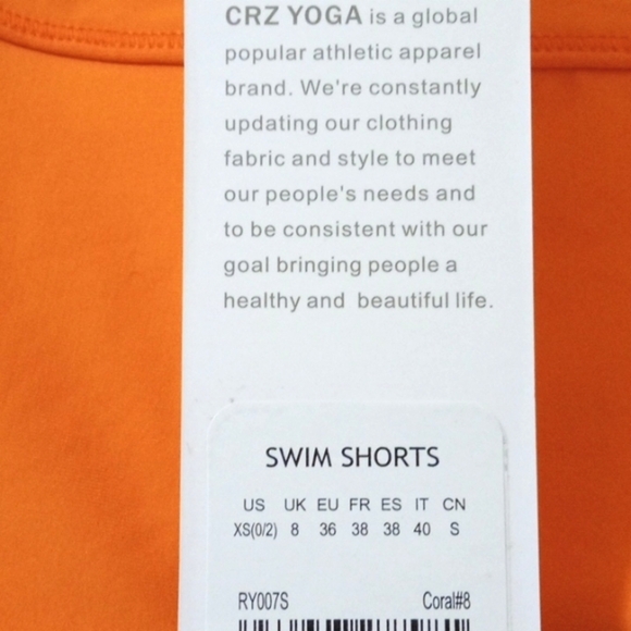 CRZ YOGA CORAL DRAWSTRING HIPSTER SWIM SHORTS SIZE XS NWT - Picture 4 of 5